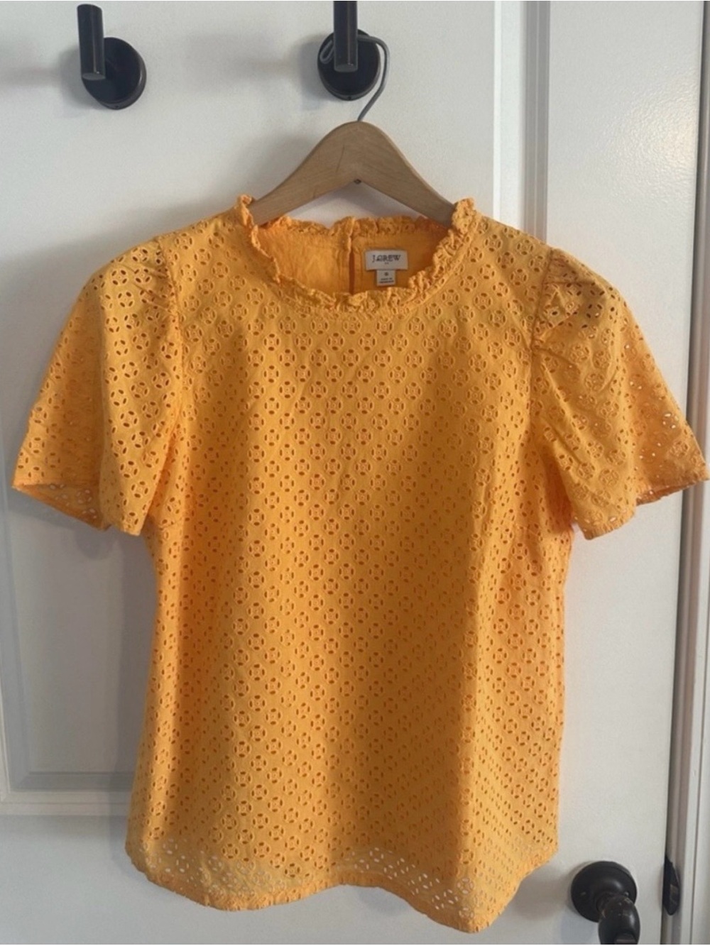 J Crew Eyelet Short Sleeved Blouse Size Small